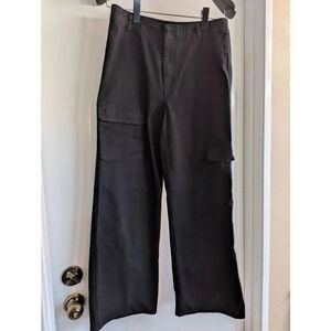 Quince Stretch Cotton Twill Cargo Pants w/Side Leg Pockets Black Size 6